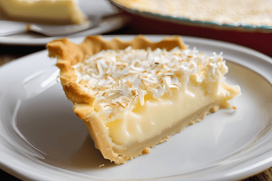 Torta de creme de coco antiquada cremosa com pastelaria escamosa