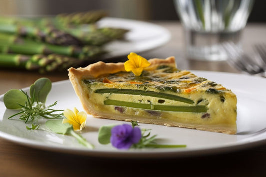 Quiche de aspargos com Gruyère e ervas frescas