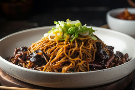 Black Bean Noodles with Tofu and Vegetables