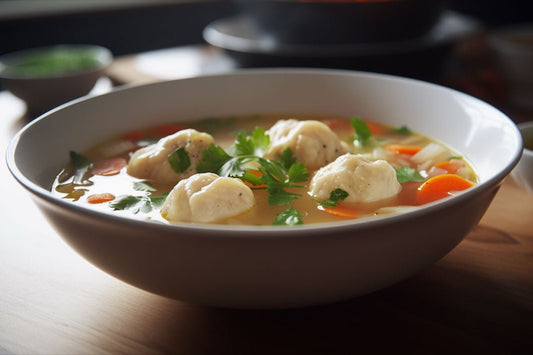 Sopa de bolinho de frango Uma delícia de sopa que aquece a alma