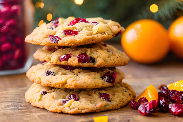 Biscoitos laranja de cranberry em borracha