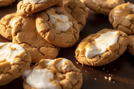 Biscoitos de flufnutter, também conhecidos como biscoitos de marshmallow de manteiga de amendoim