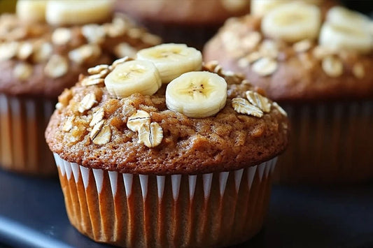 Muffins saudáveis ​​de aveia de banana