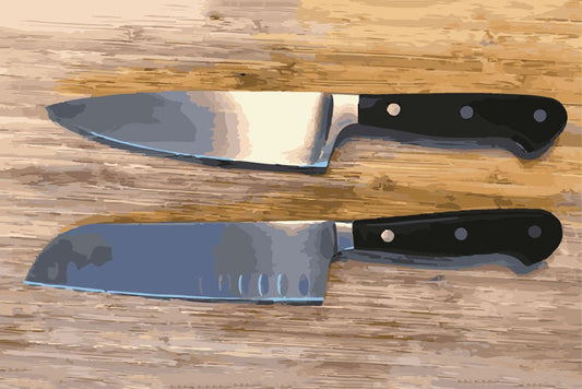 Qual é a diferença entre uma faca de chef e um Santoku?