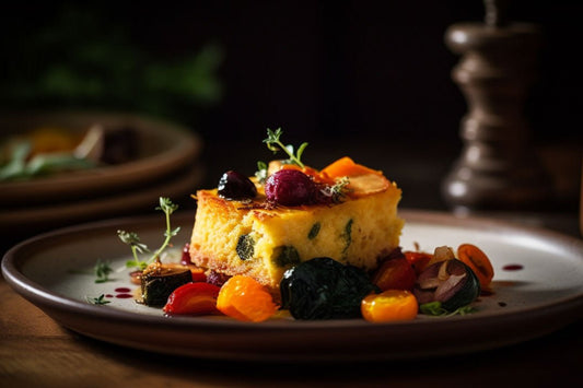 Bolo salgado de polenta com legumes assados