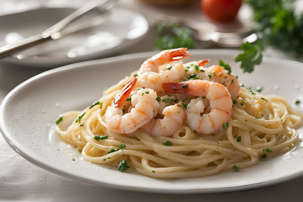 Linguine de camarão de alho cremoso