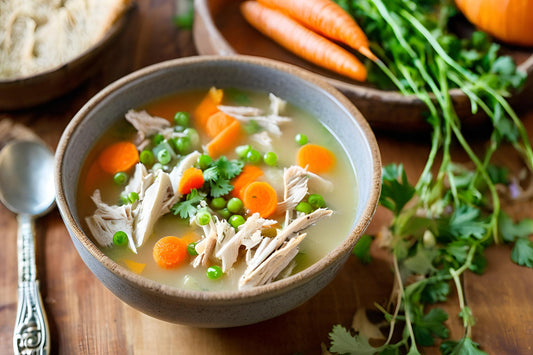 Sopa de peru caseira com vegetais