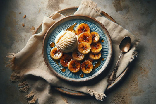 Bananas caramelizadas, bananas em um abraço doce e dourado