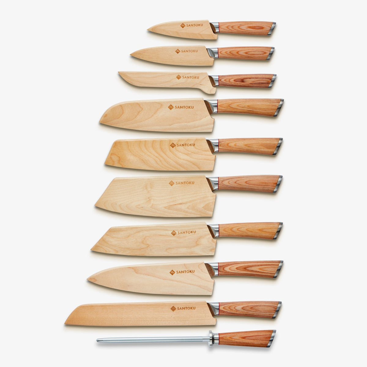 Haruta de 10 piezas VG10 Juego de cuchillo de cocina de acero japonés Damasco con manijas de madera y vainas