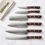 Yuhi 6-Piece Damascus-Pattern Kitchen Knife Set with Pakkawood Handles & Gift Box