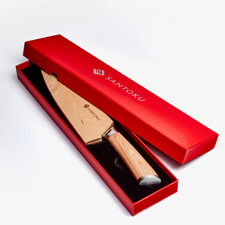Haruta Cuchillo de chef Kiritsuke japonés de acero damasco VG10 de 8 pulgadas con mango de madera y funda