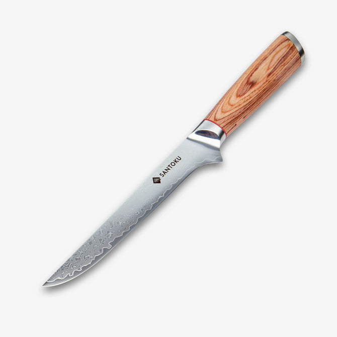 Haruta 6 pulgadas VG10 Cuchillo de deshielo de acero Damasco Japonés con mango de madera y vaina